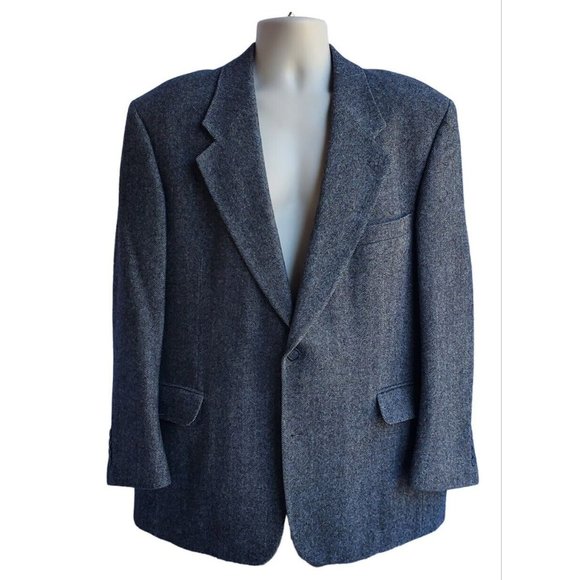 Christian Aujard Camel Hair Blend Herringbone Gray Tweed Sport Coat Blazer L 44R - Picture 1 of 5